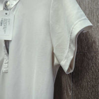 SS Jersey Show Shirt, 1/3 Zip Up, button collar *gc, dingy, seam puckers, rubs, pills, dingy

