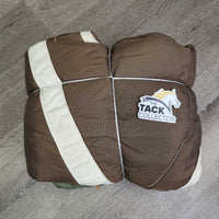 Light Quilt Winter Blanket, Fleece Lined, Plastic clips *gc/fair, rubs, repairs, sm holes, rubs, frays, snags, older
