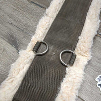 Nylon Web & Fleece Cinch, 2x D Rings *gc, clean, v.thin & clumpy, hair, faded, puckers
