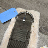 Nylon Web & Fleece Cinch, 2x D Rings *gc, clean, v.thin & clumpy, hair, faded, puckers
