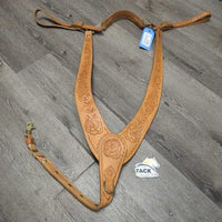 Tooled Leather Shaped Pulling Breastcollar, Wither Bridge, snap *xclike new, v.mnr rubs, edge scrapes
