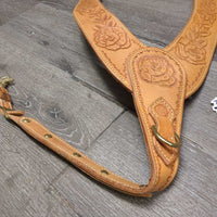 Tooled Leather Shaped Pulling Breastcollar, Wither Bridge, snap *xclike new, v.mnr rubs, edge scrapes
