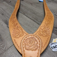 Tooled Leather Shaped Pulling Breastcollar, Wither Bridge, snap *xclike new, v.mnr rubs, edge scrapes
