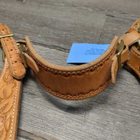 Tooled Leather Shaped Pulling Breastcollar, Wither Bridge, snap *xclike new, v.mnr rubs, edge scrapes
