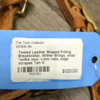 Tooled Leather Shaped Pulling Breastcollar, Wither Bridge, snap *xclike new, v.mnr rubs, edge scrapes
