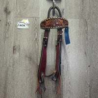 Tooled Headstall, conchos, leather laces *like new, v.mnr chip?slice
