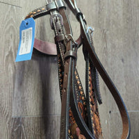 Tooled Headstall, conchos, leather laces *like new, v.mnr chip?slice

