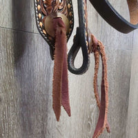 Tooled Headstall, conchos, leather laces *like new, v.mnr chip?slice
