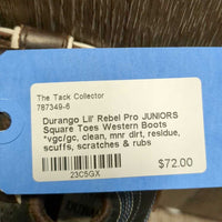 JUNIORS Square Toes Western Boots *vgc/gc, clean, mnr dirt, residue, scuffs, scratches & rubs
