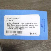 Double Joint Copper Roller Dog Bone Argentine Bit, sweet iron *vgc/gc, clean, rubs, mnr scuffs, residue
