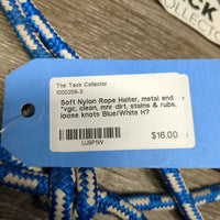 Soft Nylon Rope Halter, metal end *vgc, clean, mnr dirt, stains & rubs, loose knots
