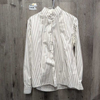 LS Cotton Show Shirt *gc, older, NO Collar, crinkles, seam puckers, pit stains
