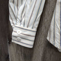 LS Cotton Show Shirt *gc, older, NO Collar, crinkles, seam puckers, pit stains
