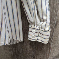 LS Cotton Show Shirt *gc, older, NO Collar, crinkles, seam puckers, pit stains

