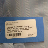 LS Show Shirt, 2 Button Collars *gc, older, clean, pit stains & deodorant sparkles
