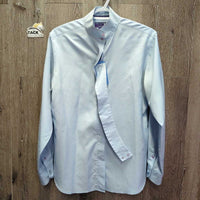LS Show Shirt, 1 Button Collar *gc, older, clean, puckered & crinkled collar, seam puckers, pit stains
