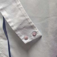 LS Show Shirt, 1 Button Collar *gc, older, clean, puckered & crinkled collar, seam puckers, pit stains
