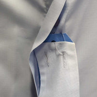 LS Show Shirt, 1 Button Collar *gc, older, clean, puckered & crinkled collar, seam puckers, pit stains
