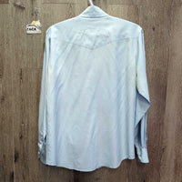 LS Show Shirt, 1 Button Collar *gc, older, clean, puckered & crinkled collar, seam puckers, pit stains
