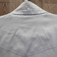 LS Show Shirt, 1 Button Collar *gc, older, clean, puckered & crinkled collar, seam puckers, pit stains
