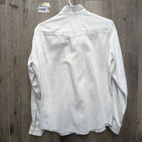 LS Hvy Show Shirt, 1 Button Collar *gc, older, snags, pit stains, seam puckers, button threads
