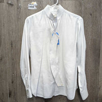 LS Hvy Show Shirt, 1 Button Collar *gc, older, snags, pit stains, seam puckers, button threads
