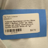 LS Hvy Show Shirt, 1 Button Collar *gc, older, snags, pit stains, seam puckers, button threads
