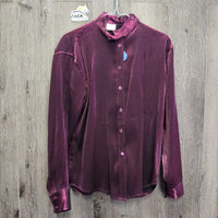 LS Shiny Show Shirt, attached Button Collar *xc, older?
