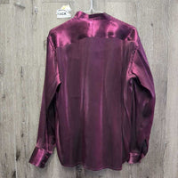 LS Shiny Show Shirt, attached Button Collar *xc, older?
