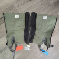 Pr Leather Half Chaps *gc, clean, puckered els, wavy zips, v.rubbed, residue, stains, mnr tears, pills
