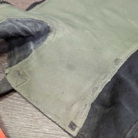 Pr Leather Half Chaps *gc, clean, puckered els, wavy zips, v.rubbed, residue, stains, mnr tears, pills
