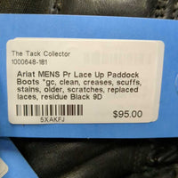 MENS Pr Lace Up Paddock Boots *gc, clean, creases, scuffs, stains, older, scratches, replaced laces, residue
