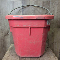 Flat Back Plastic Bucket *gc, dusty, residue, bite marks, scratches, faded, clean, stains
