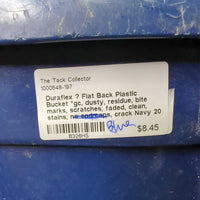 Flat Back Plastic Bucket *gc, dusty, residue, bite marks, scratches, faded, clean, stains, crack
