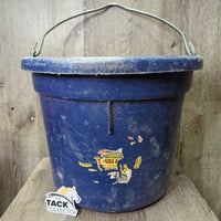 Flat Back Plastic Bucket *gc, dusty, residue, bite marks, scratches, faded, clean, stains, no end caps, crack
