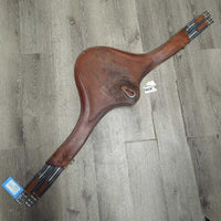 Lg Padded Belly Girth, 2x els, caribiner *gc, scrapes, stained, stretched els, clean, mnr hair, dirt, rough underside
