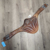 Lg Padded Belly Girth, 2x els, caribiner *gc, scrapes, stained, stretched els, clean, mnr hair, dirt, rough underside
