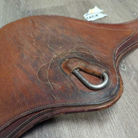 Lg Padded Belly Girth, 2x els, caribiner *gc, scrapes, stained, stretched els, clean, mnr hair, dirt, rough underside
