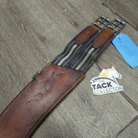 Lg Padded Belly Girth, 2x els, caribiner *gc, scrapes, stained, stretched els, clean, mnr hair, dirt, rough underside
