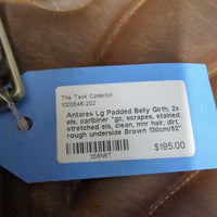 Lg Padded Belly Girth, 2x els, caribiner *gc, scrapes, stained, stretched els, clean, mnr hair, dirt, rough underside
