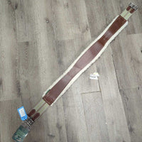 "Shaped" Leather Girth, detach wool fleece liner, 2x els, tags *new, mnr scratch, creases/folds
