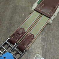 "Shaped" Leather Girth, detach wool fleece liner, 2x els, tags *new, mnr scratch, creases/folds
