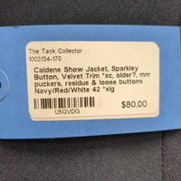 Show Jacket, Sparkley Button, Velvet Trim *xc, older?, mnr puckers, residue & loose buttons
