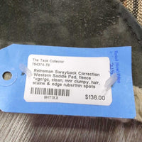 Swayback Correction Western Saddle Pad, fleece *vgc/gc, clean, mnr clumpy, hair, stains & edge rubs/thin spots

