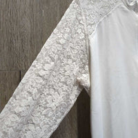 LS Lace Show Shirt, 1/3 Zip Up *gc, mnr threads, broken pit elastics, seam puckers
