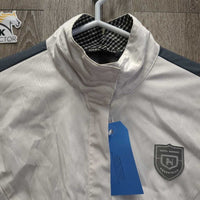 LS Show Shirt, Zip up, Magnet Collar *gc, crinkled, dingy, puckered seams, trim & cuffs, mnr stain
