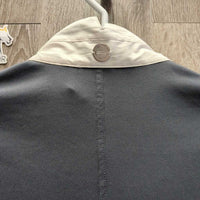 LS Show Shirt, Zip up, Magnet Collar *gc, crinkled, dingy, puckered seams, trim & cuffs, mnr stain
