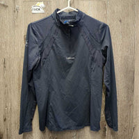 LS Shirt, 1/4 Zip Up *gc, pit rubs, faded?, seam puckers
