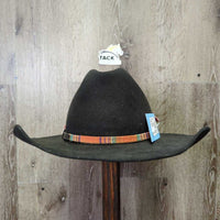 Felt Western Hat, box *gc/fair, v.dirty/stained & sticky inside lining, Budweiser label peeling off, diry, rubs, residue
