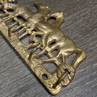 3 Horses - 5 Hook Wall Mount Brass Key Rack *vgc/gc, stains, scratches, rubs
